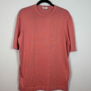 Gran Sasso Italy Mens Pink 100% Cotton Short Sleeve Crew Neck Sweater Size 50/LG